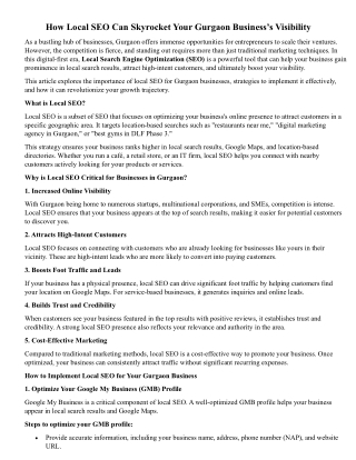 How Local SEO Can Skyrocket Your Gurgaon Business’s Visibility