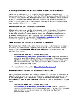 Finding the Best Solar Installers in Western Australia