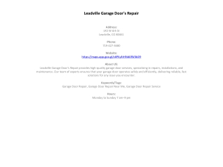 Leadville Garage Door's Repair