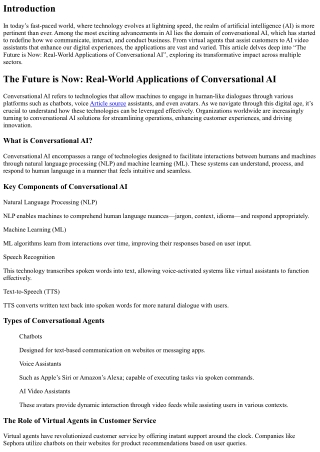 “The Future is Now: Real-World Applications of Conversational AI”