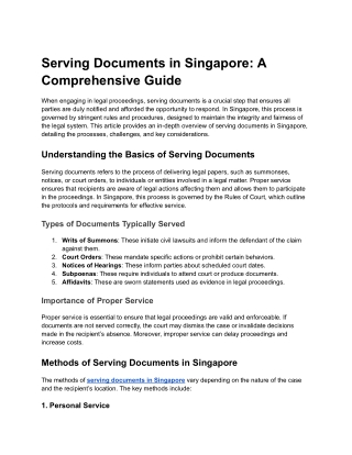 Serving Documents in Singapore A Comprehensive Guide
