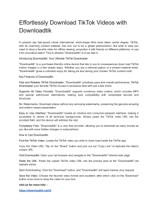 Effortlessly Download TikTok Videos with Downloadtik