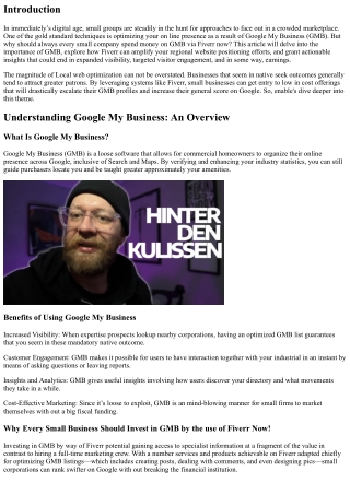 Why Every Small Business Should Invest in GMB simply by Fiverr Now!