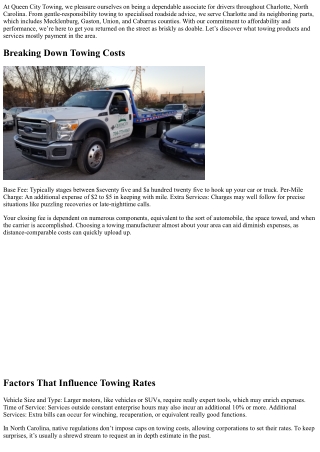 How Much Do Towing Companies Charge in Charlotte?