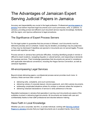 Serving Judicial Papers in Jamaica