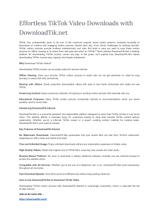 Effortless TikTok Video Downloads with DownloadTik.net