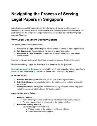 Navigating the Process of Serving Legal Papers in Singapore
