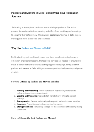 Packers and Movers in Delhi_ Simplifying Your Relocation Journey