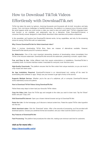 How to Download TikTok Videos Effortlessly with DownloadTik.net