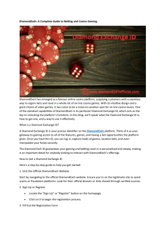 DiamondExch A Complete Guide to Betting and Casino Gaming