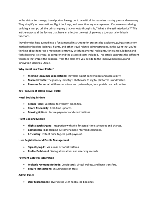 costofdevelopingatravelportalwithbasicfeaturessuchashotelandflightbooking