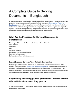A Complete Guide to Serving Documents in Bangladesh