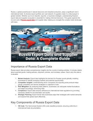 Russia Export Data and Supplier Data: A Complete Guide