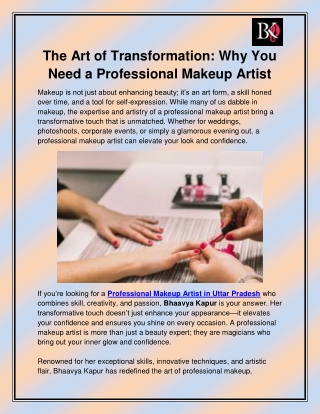 Professional Makeup Artist in Uttar Pradesh