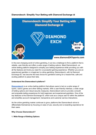 Diamondexch_ Simplify Your Betting with Diamond Exchange id