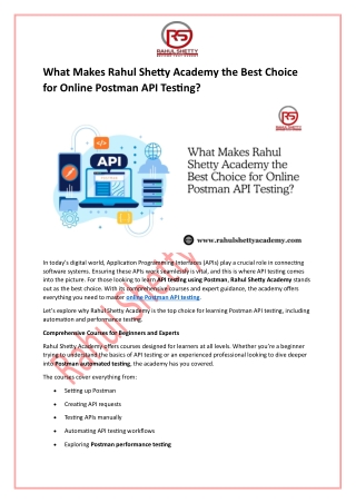 What Makes Rahul Shetty Academy the Best Choice for Online Postman API Testing