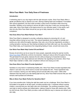 Silcio Face Wash_ Your Daily Dose of Freshness