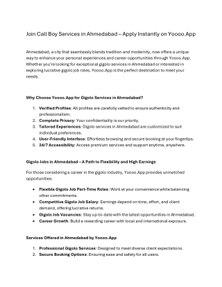 Join Call Boy Services in Ahmedabad – Apply Instantly on Yoooo.App