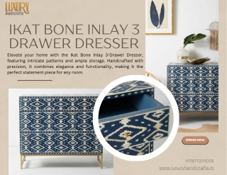 Ikat Bone Inlay 3-Drawer Dresser an Elegant Craftsmanship for Your Home