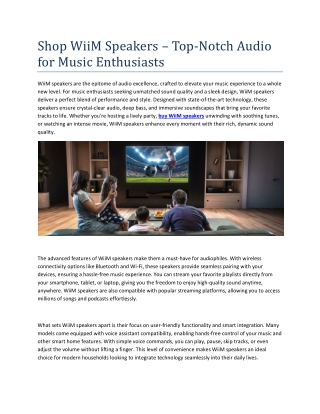 Shop WiiM Speakers – Top-Notch Audio for Music Enthusiasts