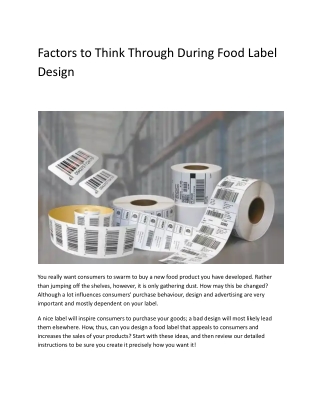 Factors to Think Through During Food Label Design