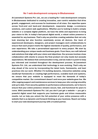 No 1 web development company in Bhubaneswar