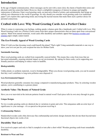 Crafted with Love: Why Wood Greeting Cards Are a Perfect Choice