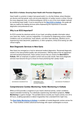 Best ECG in Kolkata_ Ensuring Heart Health with Precision Diagnostics