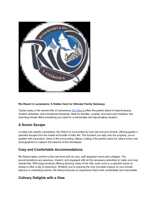 Rio Resort in Lansdowne_ A Hidden Gem for Ultimate Family Getaways