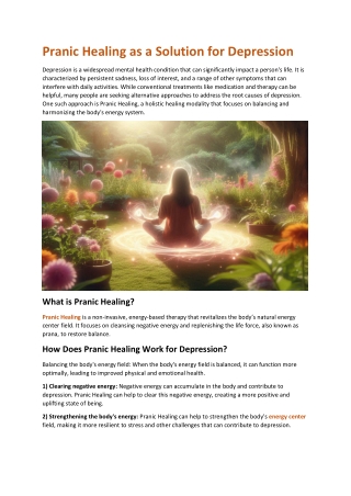 Pranic Healing as a Solution for Depression