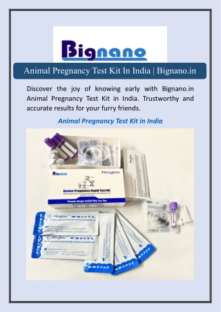Animal Pregnancy Test Kit In India | Bignano.in