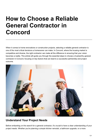 How to Choose a Reliable General Contractor in Concord