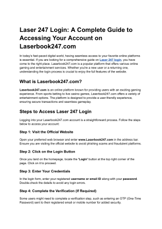 Laser 247 Login