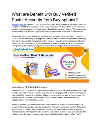What are Benefit with Buy Verified Paxful Accounts from Buytopbank