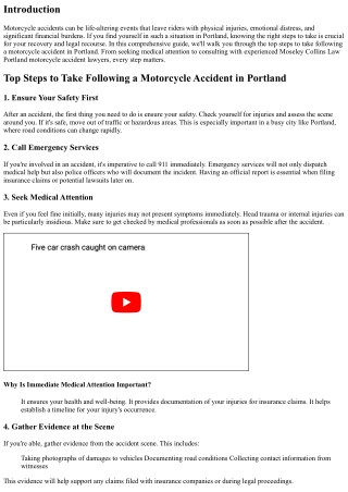 Top Steps to Take Following a Motorcycle Accident in Portland