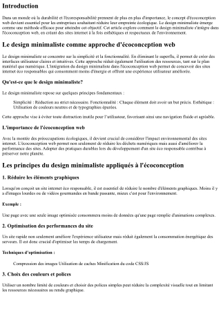 Le design minimaliste comme approche d'écoconception web