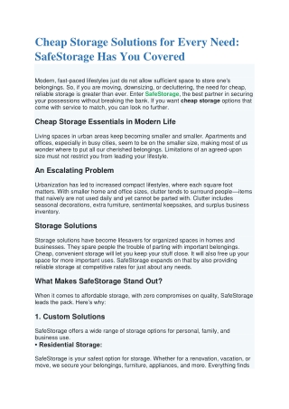 Cheap Storage Solutions for Every Need