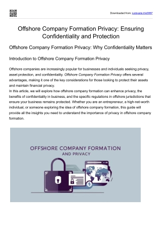 Offshore Company Formation Privacy: Ensuring Confidentiality and Protection