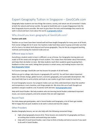 school and learn more about the world. jc geography tuition