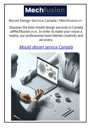 Mould Design Service Canada Mechfusion.in