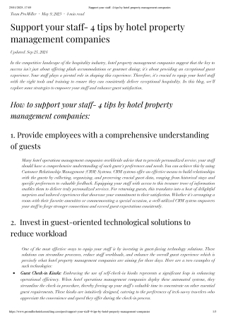 Support your staff- 4 tips by hotel property management companies