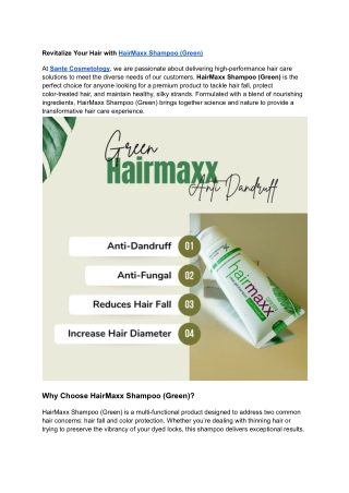 Revitalize Your Hair with HairMaxx Shampoo (Green)