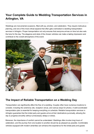 Your Complete Guide to Wedding Transportation Services in Arlington VA