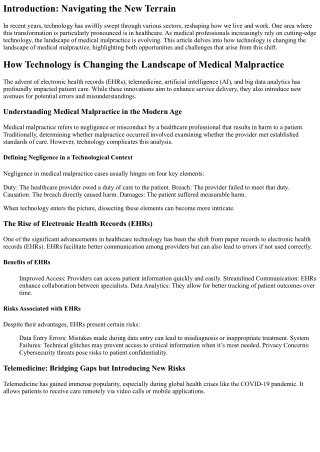 How Technology is Changing the Landscape of Medical Malpractice