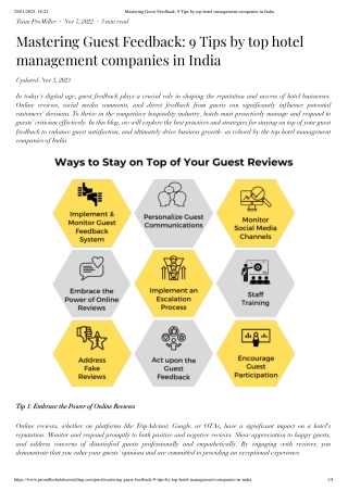 Mastering Guest Feedback_ 9 Tips by top hotel management companies in India