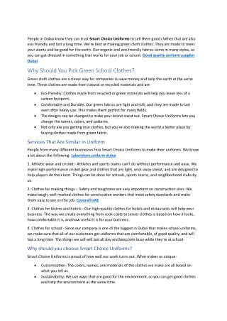 Good quality uniform supplier Dubai