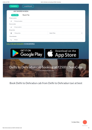Delhi to Dehradun cab booking at ₹2500 _ SoloCabs