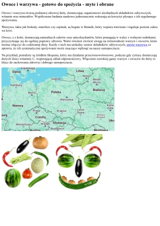 Owoce i warzywa - ready to eat - myte i obrane