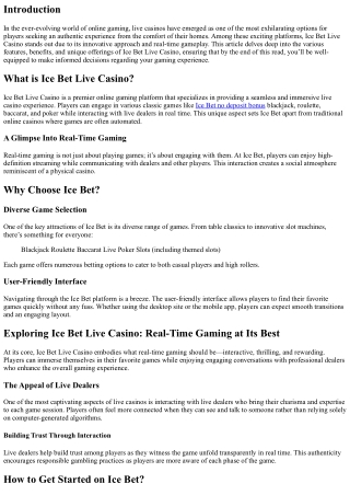 Exploring Ice Bet Live Casino: Real-Time Gaming at Its Best
