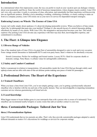 Luxury on Wheels: Why Limo USA is Your Go-To for Elegant Transport